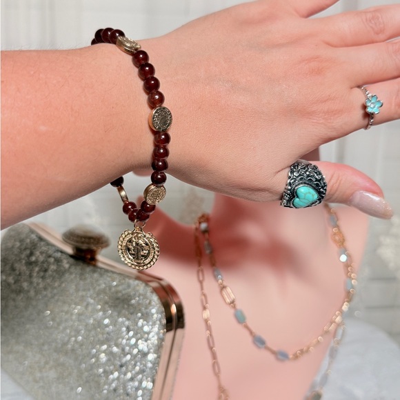 Gold and Brown Beaded Bracelet - Picture 4 of 4